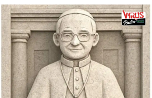 ARTESANO LAMBAYECANO ESCULPE EN PIEDRA UNA IMPONENTE MINI ESCULTURA DEL PAPA LEÓN XIV